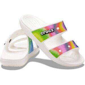 Crocs Spray Dye Slides Sandals Women's Size 11 US Men's 9 Double Strap Colorful